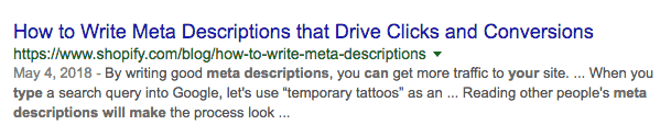 example of a dynamically generated meta description