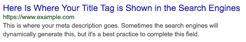 screenshot showing how title and meta description are displayed