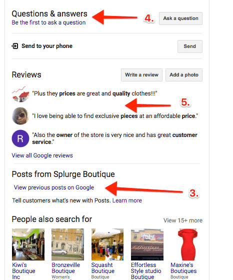 Google My Business profile sections